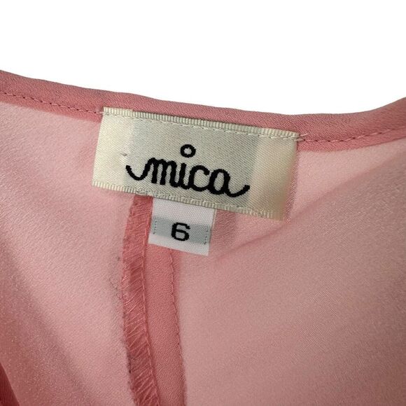 Mica Vintage Slip Dress Pink Size 6 Sheer Spaghetti Strap V Neck 90s Slip Preppy - Picture 5 of 7